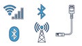 Network and Wireless Communication Technology Icons Set Royalty Free Stock Photo