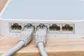 Network wires connected to the switch, router close up Royalty Free Stock Photo