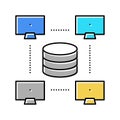 network working digital processing color icon vector illustration