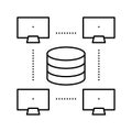 network working digital processing line icon vector illustration