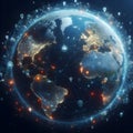 Earth globalization internet connections telecommunications nodes Royalty Free Stock Photo