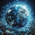 Networked connected Earth globalization internet connections telecommunications Royalty Free Stock Photo