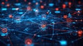 Networked digital interface, data flow, global connections, showing complex processing Royalty Free Stock Photo