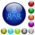 Networking business group outline color glass buttons