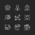 Networking chalk white icons set on black background Royalty Free Stock Photo