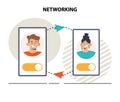 Networking. Characters collaboration, establishment of partnership or friendship Royalty Free Stock Photo