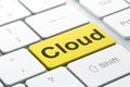 Networking concept: Cloud on computer keyboard background Royalty Free Stock Photo