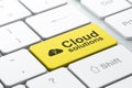 Networking concept: Cloud Whis Key and Cloud Solutions on comput Royalty Free Stock Photo