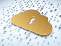 Networking concept: Golden Cloud With Keyhole on Royalty Free Stock Photo