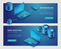 Networking and data web hosting concept banner template Royalty Free Stock Photo