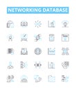 Networking database vector line icons set. Network, Database, SQL, Connection, Table, Schema, Keys illustration outline Royalty Free Stock Photo