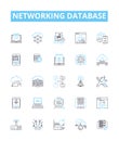 Networking database vector line icons set. Network, Database, SQL, Connection, Table, Schema, Keys illustration outline Royalty Free Stock Photo