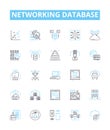 Networking database vector line icons set. Network, Database, SQL, Connection, Table, Schema, Keys illustration outline Royalty Free Stock Photo