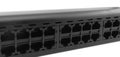 Networking ethernet 24 port switch isolated on white background. Ethernet hub, active hub, network hub, repeater hub, multiport