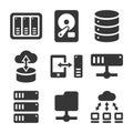 Networking File Share and NAS Server Icons Set. Vector