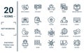 networking linear icon set. includes thin line medical research, internet attack, access denied, hacker, processor, antivirus, cit