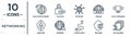 networking linear icon set. includes thin line voice over internet protocol, network, data streaming, internet, malware, file