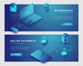 Networking and online payments concept banner template
