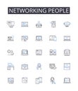 Networking people line icons collection. Meeting friends, Socializing events, Building connections, Establishing rapport