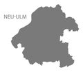 Neu-Ulm city map with boroughs grey illustration silhouette shape Royalty Free Stock Photo