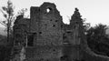 Neuburg castle ruin in the evening in black and white