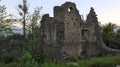 Neuburg castle ruin in the evening with grass in front