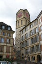 NeuchÃÂ¢tel, Switzerland: view of Banneret Square and the clock tower Royalty Free Stock Photo