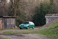 Neue Welt, Germany - April 21, 2018: green czech car Skoda Felicia on parking lot in spring Ore mountains