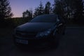 Neue Welt, Germany - September 21, 2019: black car Opel Astra H in night ore mountains