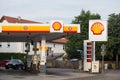 View of the Shell station in the street