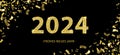 2024 Neues Jahr Golden Confetti Black Header 2