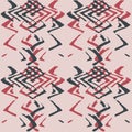 Zig zag pattern in red and anthrazit, on pink background.