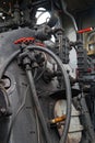 Old locomotive commands black detail Royalty Free Stock Photo