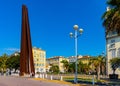 Neuf Lignes Obliques Nine Oblique Lines monument at Promenade des Anglais along Nice beach on French Riviera in France Royalty Free Stock Photo