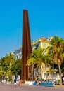 Neuf Lignes Obliques Nine Oblique Lines monument at Promenade des Anglais along Nice beach on French Riviera in France Royalty Free Stock Photo