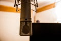 Neumann microphone in a professional audio studio