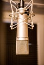 Neumann microphone in a professional audio studio