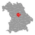 Neumarkt in der Oberpfalz county red highlighted in map of Bavaria Germany