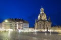 Neumarkt and Frauenkirche at night in Dresden, Germany Royalty Free Stock Photo