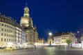 Neumarkt and Frauenkirche at night in Dresden, Germany Royalty Free Stock Photo