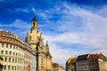 The Neumarkt square and Frauenkirche Church of Our Lady is Lutheran Church of Saxony at summer, old town in Dresden, Germany. Royalty Free Stock Photo