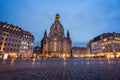 The Neumarkt square and Frauenkirche (Church of Our Lady) in Dresden at night Royalty Free Stock Photo