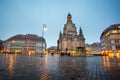 The Neumarkt square and Frauenkirche (Church of Our Lady) in Dresden at night Royalty Free Stock Photo