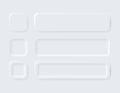 Neumorphic buttons. Simple trendy design elements UI components isolated on light background. Control element for