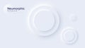 Neumorphic circular background with round concentric elements. Minimal abstract clean paper 3d design template. Vector Royalty Free Stock Photo