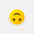 Neumorphic emoji vector icon. Positive inverted smile emoticon in neumorphism style isolated on gray background. Vector