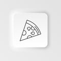 Neumorphic style food and drink vector icon. Pizza slice thin line icon