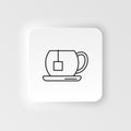 Neumorphic style food and drink vector icon. Tea cup with tea bag line icon, outline vector sign, linear style pictogram Royalty Free Stock Photo