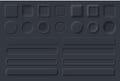 Neumorphic UI UX black user interface elements. Sliders for websites, mobile menu, navigation and apps. Black web