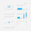 Neumorphic User interface elements for mobile app. UI icons set. Neumorphism style design for mobile, web, social media